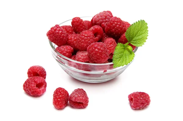 Bowl of raspberries — Stock Photo, Image