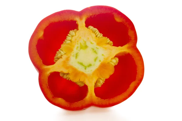 Tvärsnitt av en röd paprika — Stockfoto