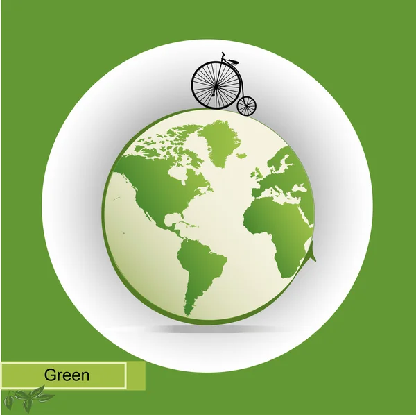 Eko illüstrasyon yeşil bir dünya simgesi — Stok Vektör