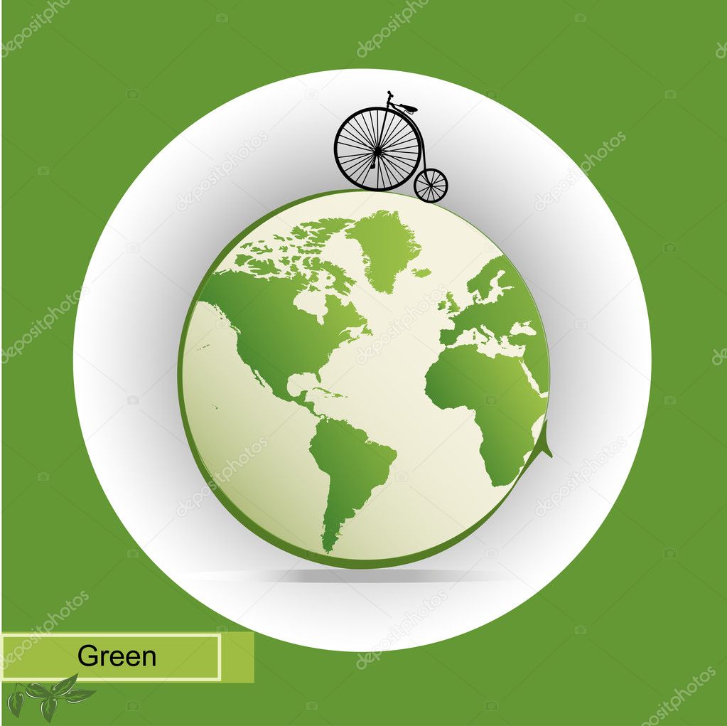 Eco illustration with green earth icon