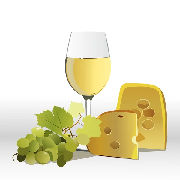Вино с сыром и виноградом — стоковое фото