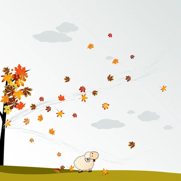 Fondo nublado de otoño con hojas — Foto de Stock