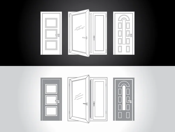 Illustrationen med fönster och dörrar — Stock vektor