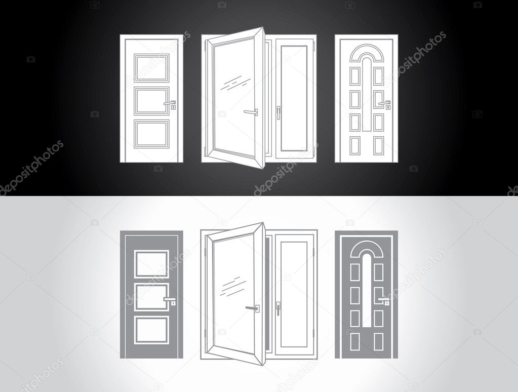 Illustration with windows and doors