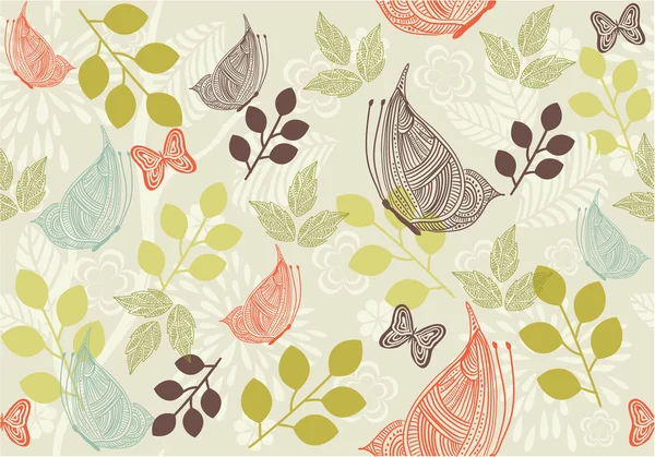 Retro floral background with butterfly in vector — Stock Vector