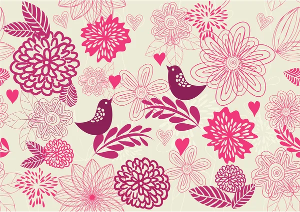 Seamless Retro Floral Background in vector — Stock Vector