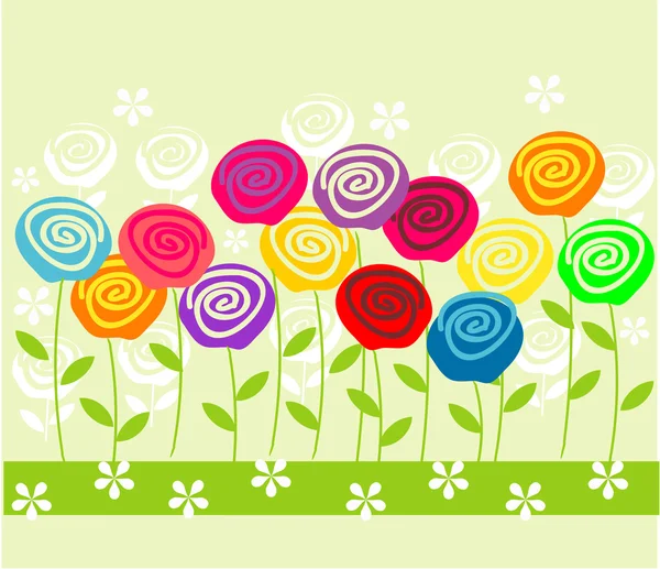 Roses colorées dans le vecteur — Image vectorielle