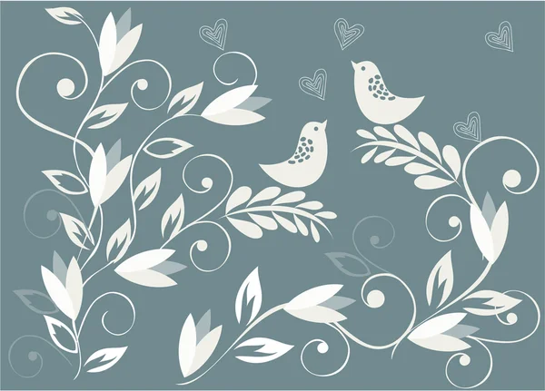 Floral background with birds — Stock Vector