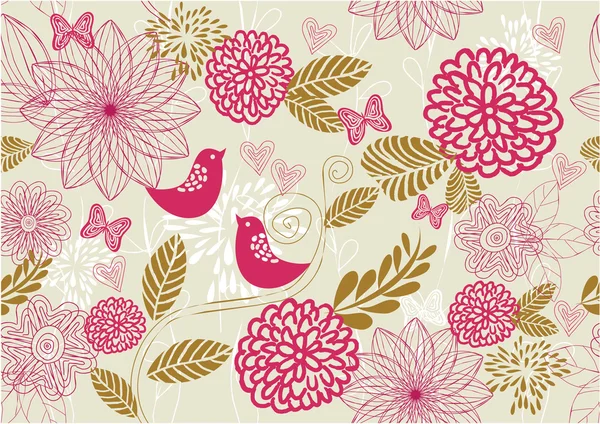 Retro floral seamless background in vector — Stock Vector