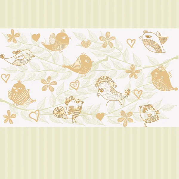 Retro floral background with birds in vector — Stock Vector