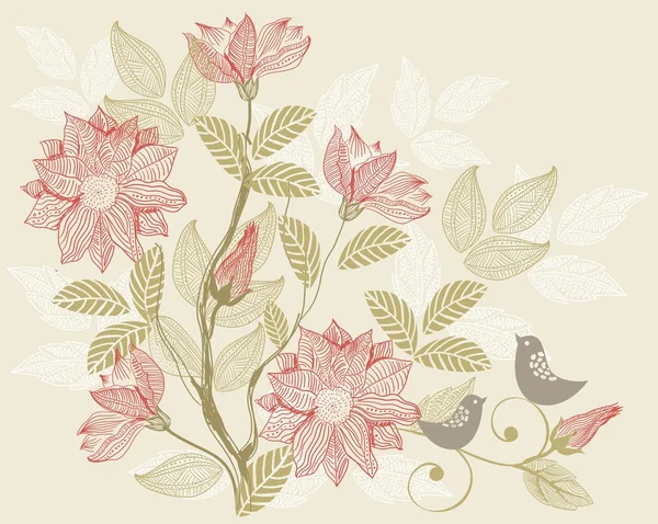 レトロな花の背景ベクトル — ストックベクタ
