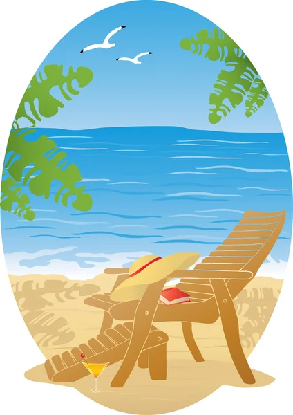Zubehör zum Entspannen am Strand. — Stockvektor