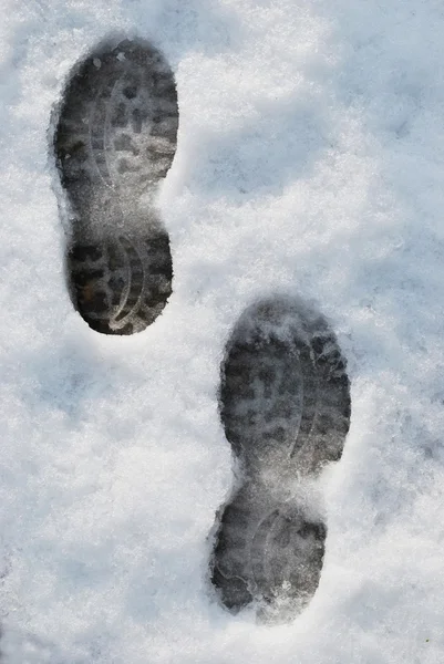 눈 위 의발 자국 — 스톡 사진