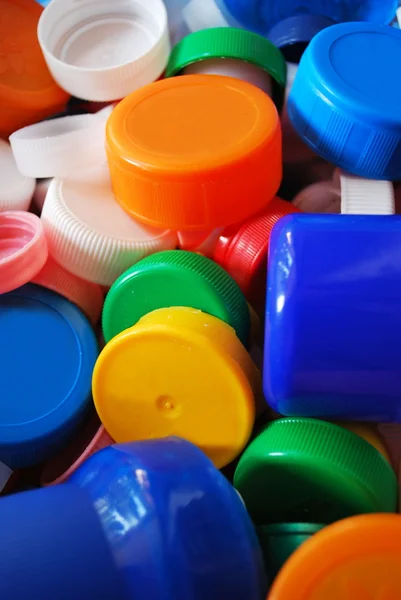Plastic bottle caps background — Stock Photo, Image