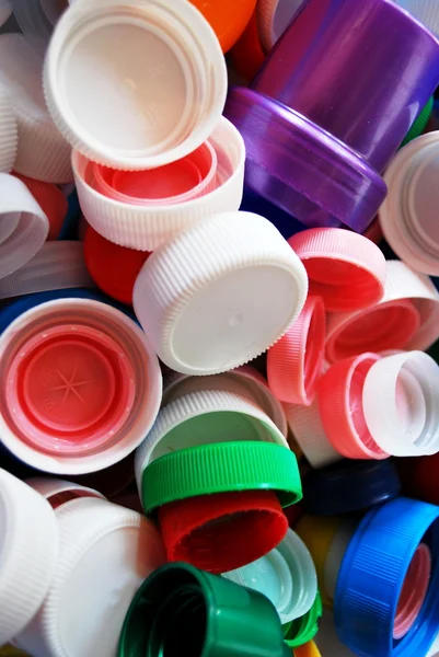 Plastic bottle caps background — Stock Photo, Image