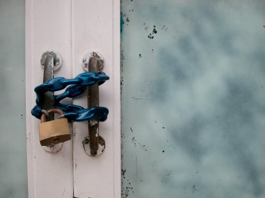 Door with chain and padlock clipart