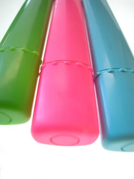 Three coloured highlighters — Stock Photo, Image