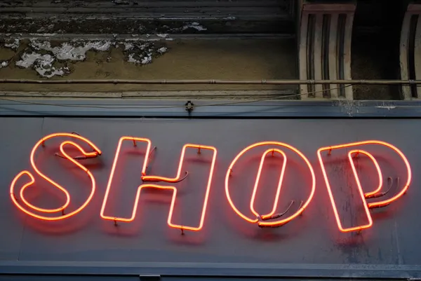 stock image Neon shop sign