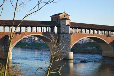 Covered bridge on Ticino river clipart