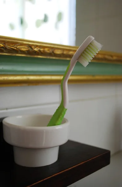 Diş fırçam banyoda — Stok fotoğraf
