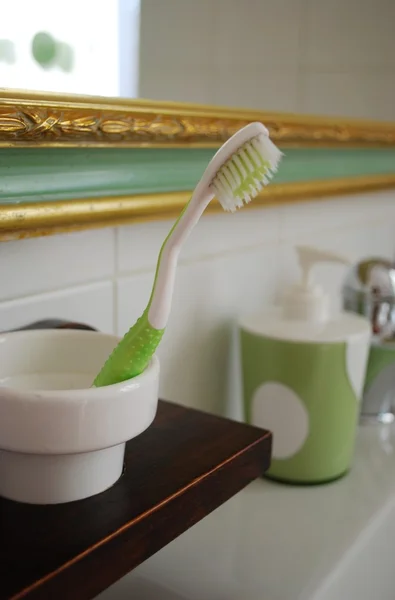 Diş fırçam banyoda — Stok fotoğraf