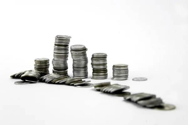 Columns of coins, old ones, silver and gold 5 — Stock Photo, Image