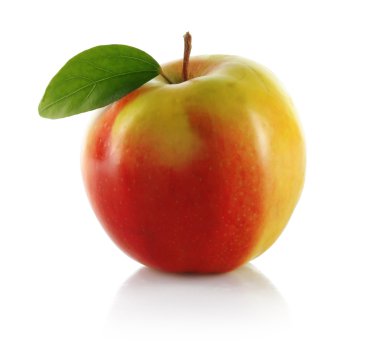 Red apple with leaf clipart