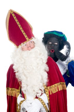 Saint Nicholas and his helper clipart