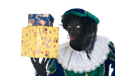 Zwarte Piet with presents clipart