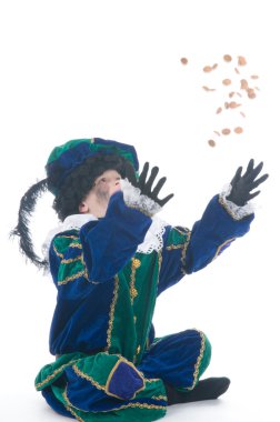 Child playing Zwarte Piet or Black Pete clipart