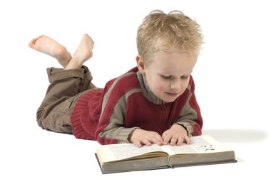 Boy reading a book 4 clipart