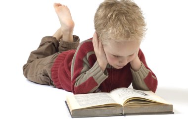 Boy reading a book 5 clipart