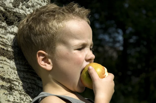 食べるリンゴ-3τρώει ένα μήλο -2 — 图库照片