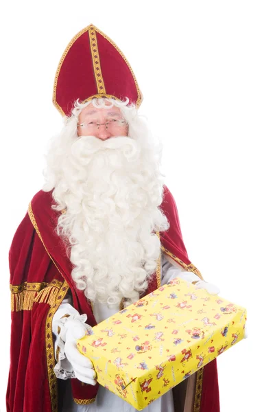Sinterklaas is giving a present — Stock Photo, Image