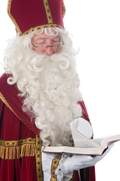 Sinterklaas och hans bok — Stockfoto