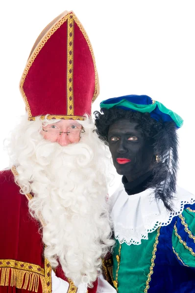 Święty Mikołaj i jego pomocnik — Zdjęcie stockowe