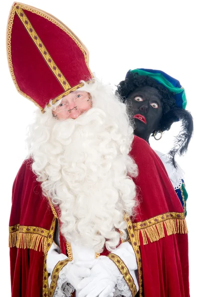 Święty Mikołaj i jego pomocnik — Zdjęcie stockowe