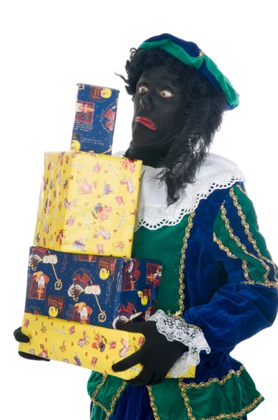 Zwarte Piet with presents — Stock Photo, Image