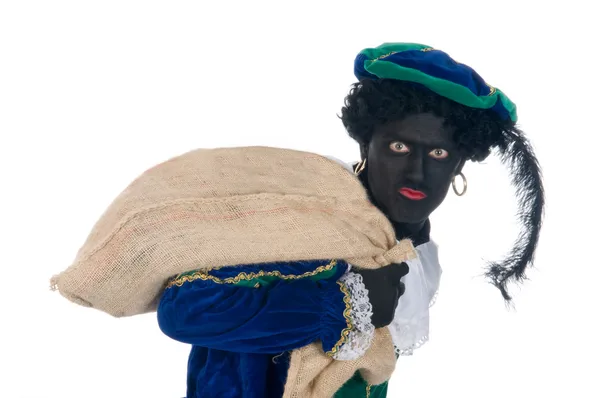 Zwarte Piet with bag — Stock Photo, Image
