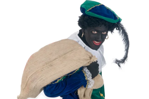 Zwarte Piet with bag — Stock Photo, Image