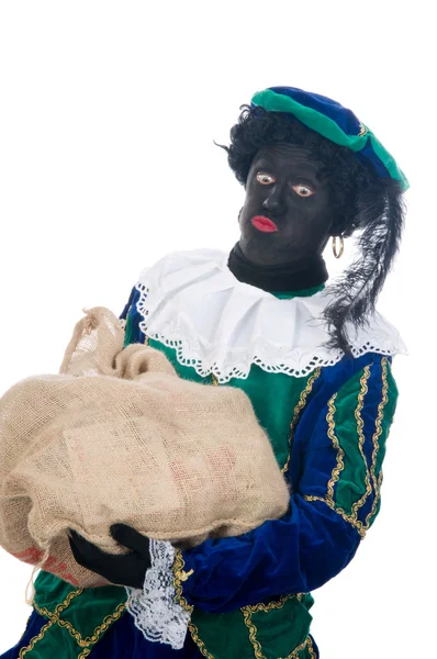 Zwarte Piet mit Tasche — Stockfoto