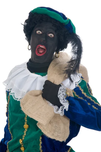 Zwarte Piet mit Tasche — Stockfoto