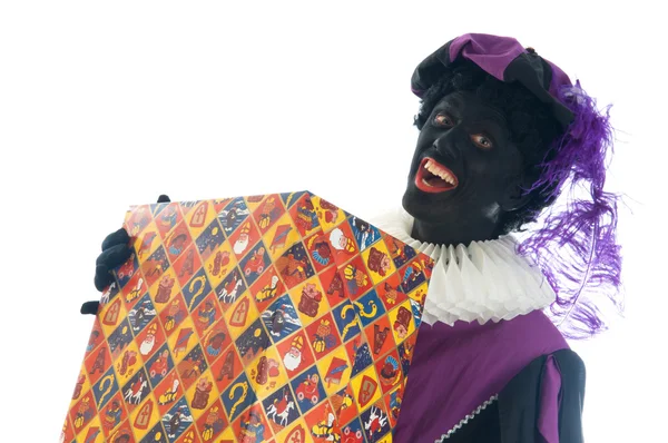 Zwarte Piet with present — Stock Photo, Image