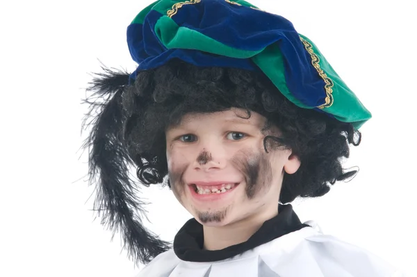 Дитина грав Zwarte Piet або чорний Піт — стокове фото