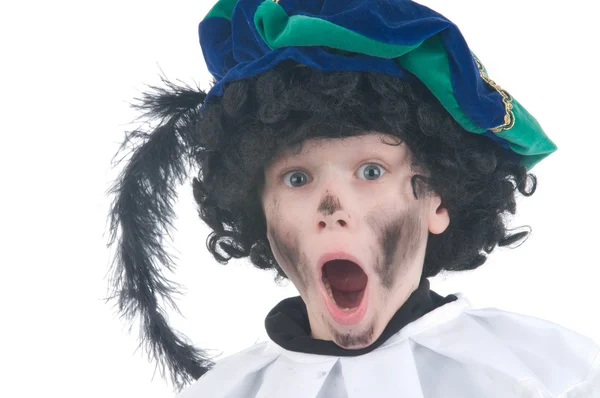 Child playing Zwarte Piet or Black Pete — Stock Photo, Image