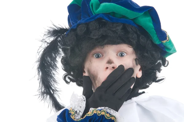 Stock image Child playing Zwarte Piet or Black Pete