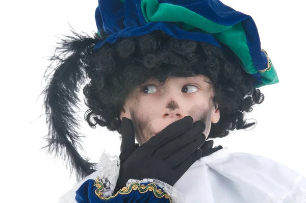 Copil care joacă Zwarte Piet sau Black Pete — Fotografie, imagine de stoc