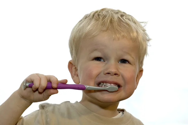 Dentes escovando criança — Fotografia de Stock