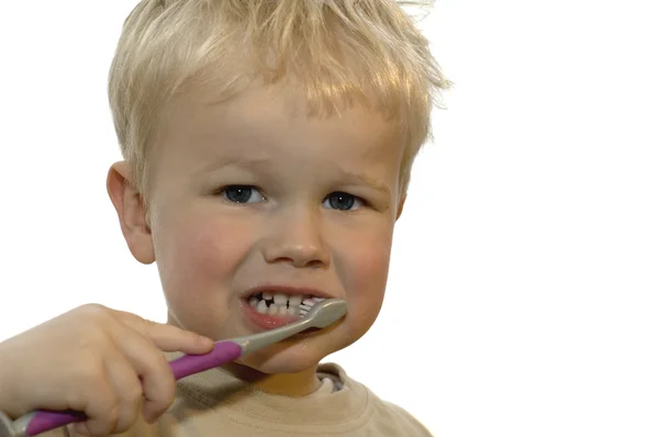 Kid čištění zubů — Stock fotografie