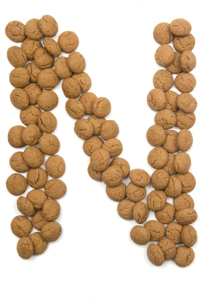 Ginger Nut Alphabet N — Stock Photo, Image